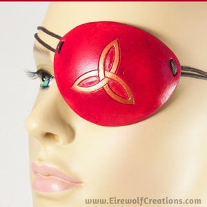 Celtic knot pirate eye patch handmade leather masquerade costume Halloween triquetra