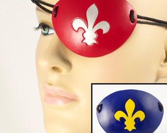 Fleur-de-Lis pirate eyepatch handmade leather eye patch Halloween masquerade costume Mardi Gras heraldry