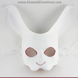 White Rabbit leather mask handmade bunny Alice in Wonderland Halloween masquerade or theater costume