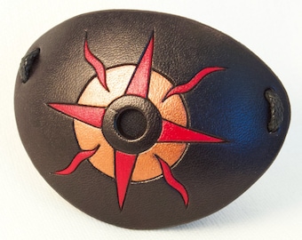 See-through Compass Rose eye patch, handmade leather Halloween masquerade nautical pirate costume eyepatch