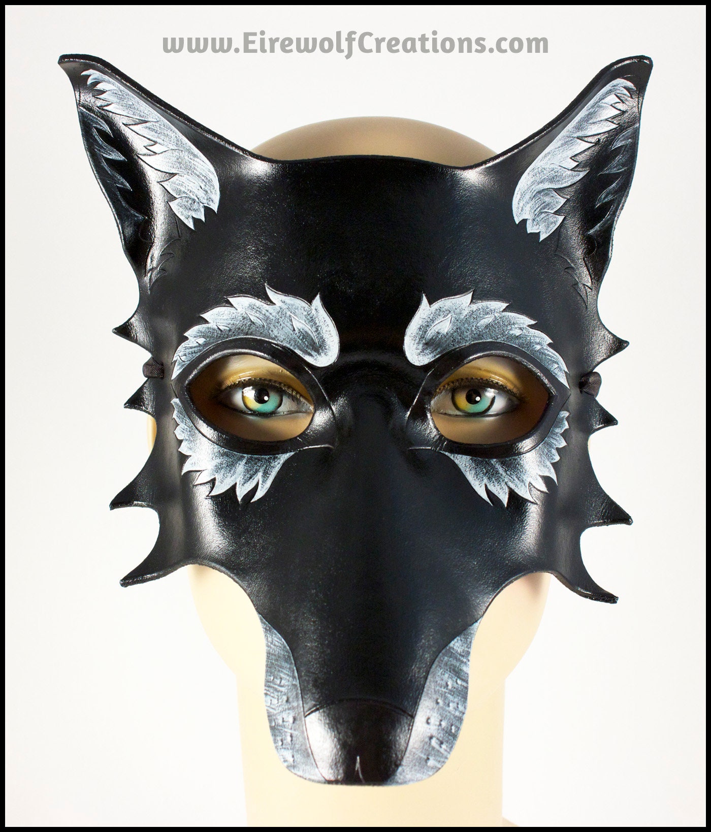 Black Wolf Leather Mask Handmade Masquerade Costume Halloween | Etsy