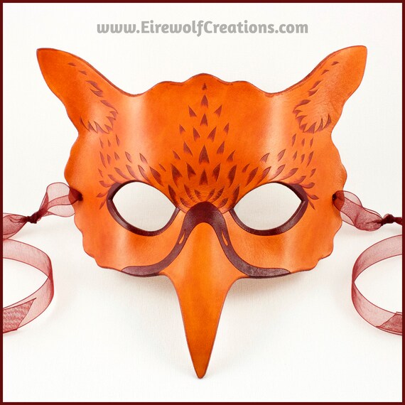 handmade leather masquerade costume larp Halloween Mardi Gras griffin griffon hippogriff Ginger Gryphon mask