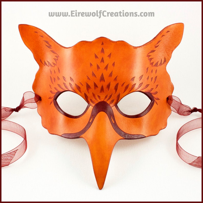 handmade leather masquerade costume larp Halloween Mardi Gras griffin griffon hippogriff Ginger Gryphon mask