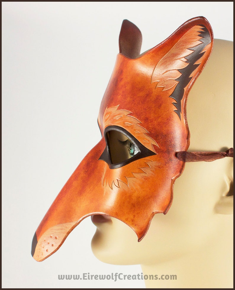 Autumn Wolf handmade leather mask brown dog masquerade larp furry Halloween costume image 5