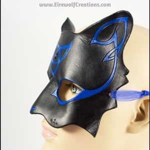 Celtic Cat handmade leather mask with cabochon, kitty cat masquerade costume for Halloween, Mardi Gras or fantasy LARP image 4