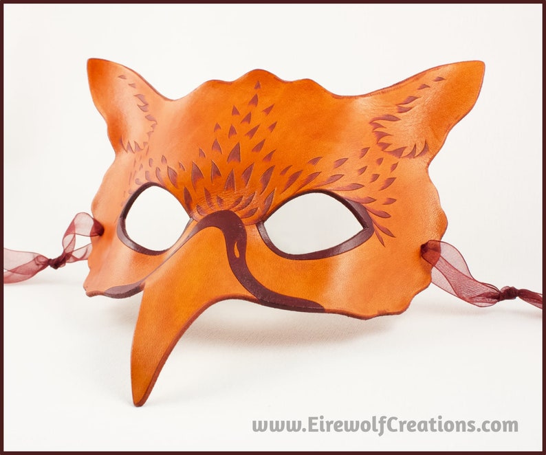 handmade leather masquerade costume larp Halloween Mardi Gras griffin griffon hippogriff Ginger Gryphon mask