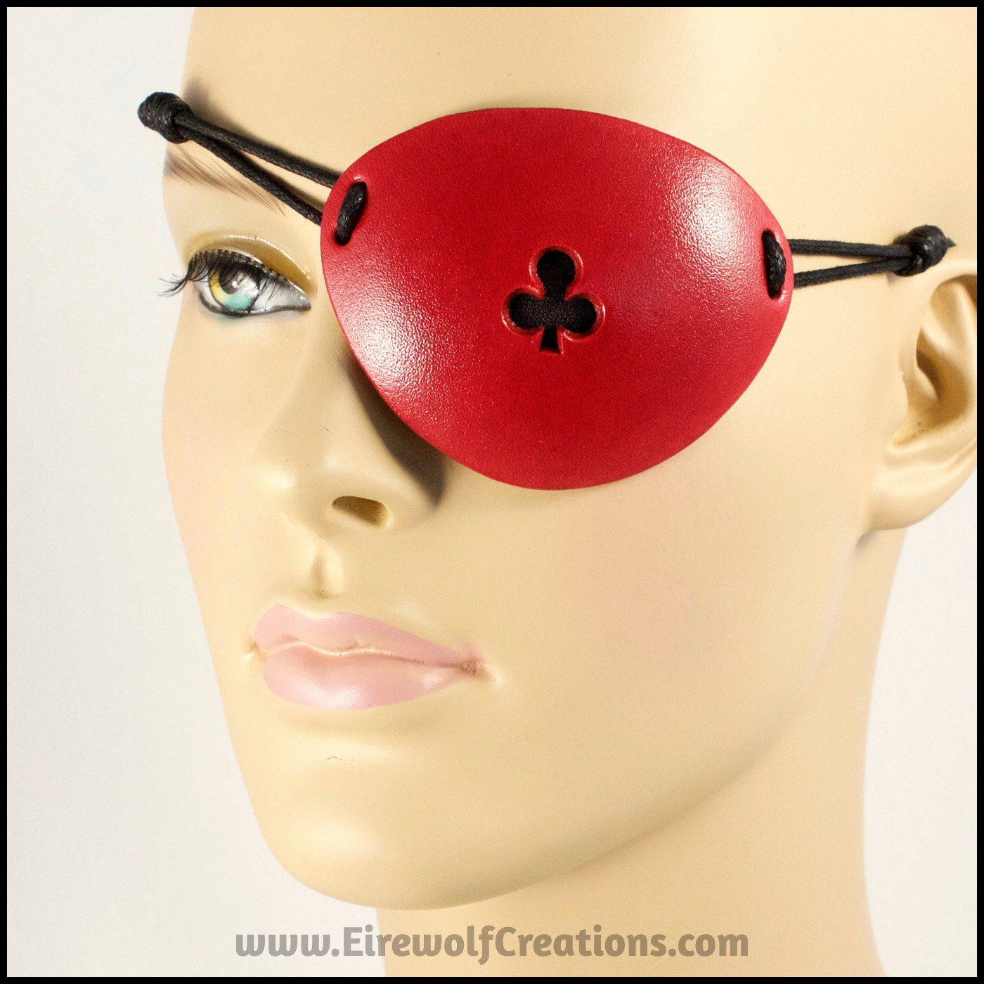 Seethrough Playing Card Eye Patches Red Leather Heart Etsy