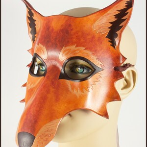 Autumn Wolf handmade leather mask brown dog masquerade larp furry Halloween costume image 2