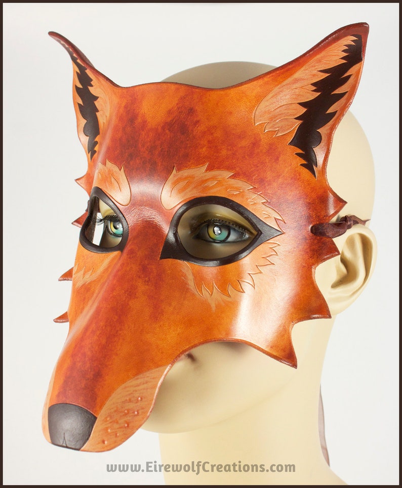 Autumn Wolf handmade leather mask brown dog masquerade larp furry Halloween costume image 2
