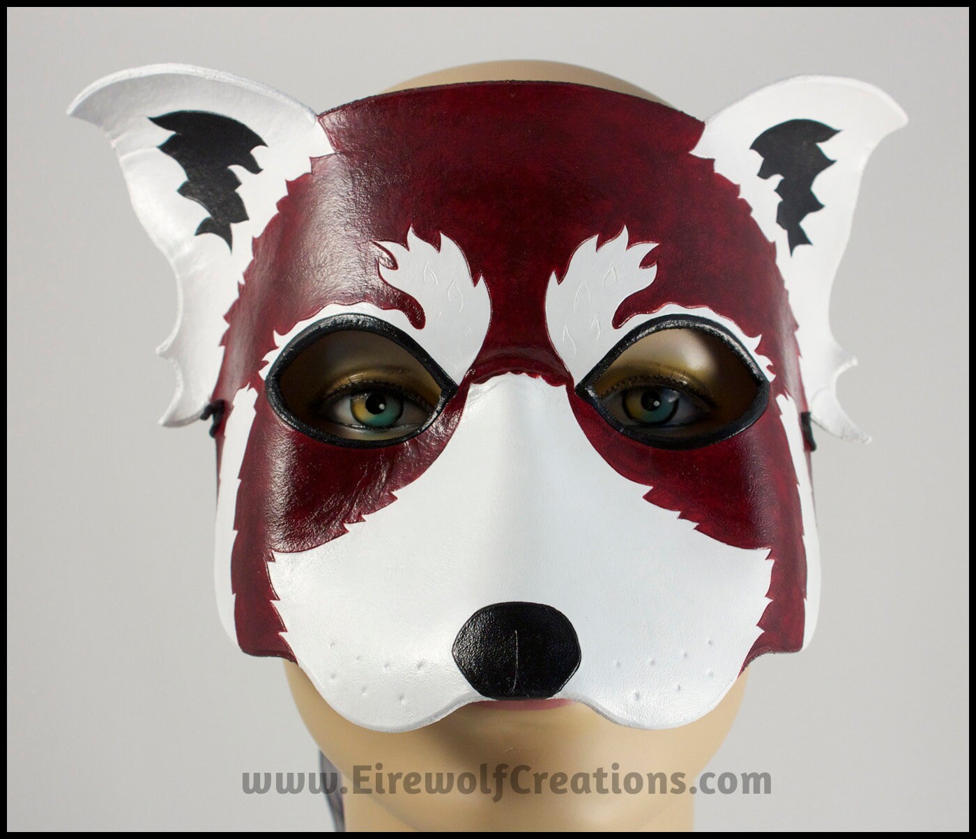 Red Panda Handmade Leather Mask Firefox Halloween Costume Masquerade ...