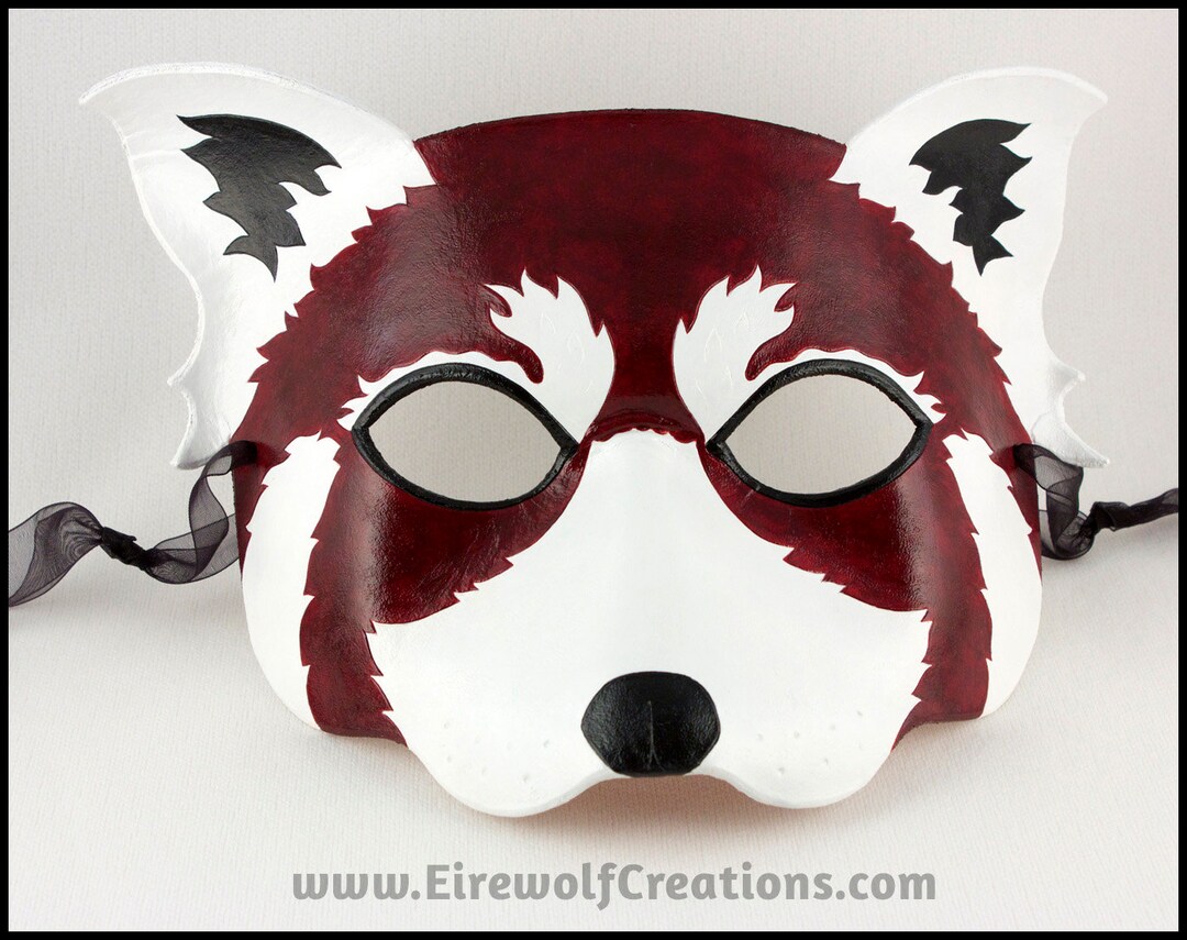 Red Panda Handmade Leather Mask Firefox Halloween Costume Masquerade ...