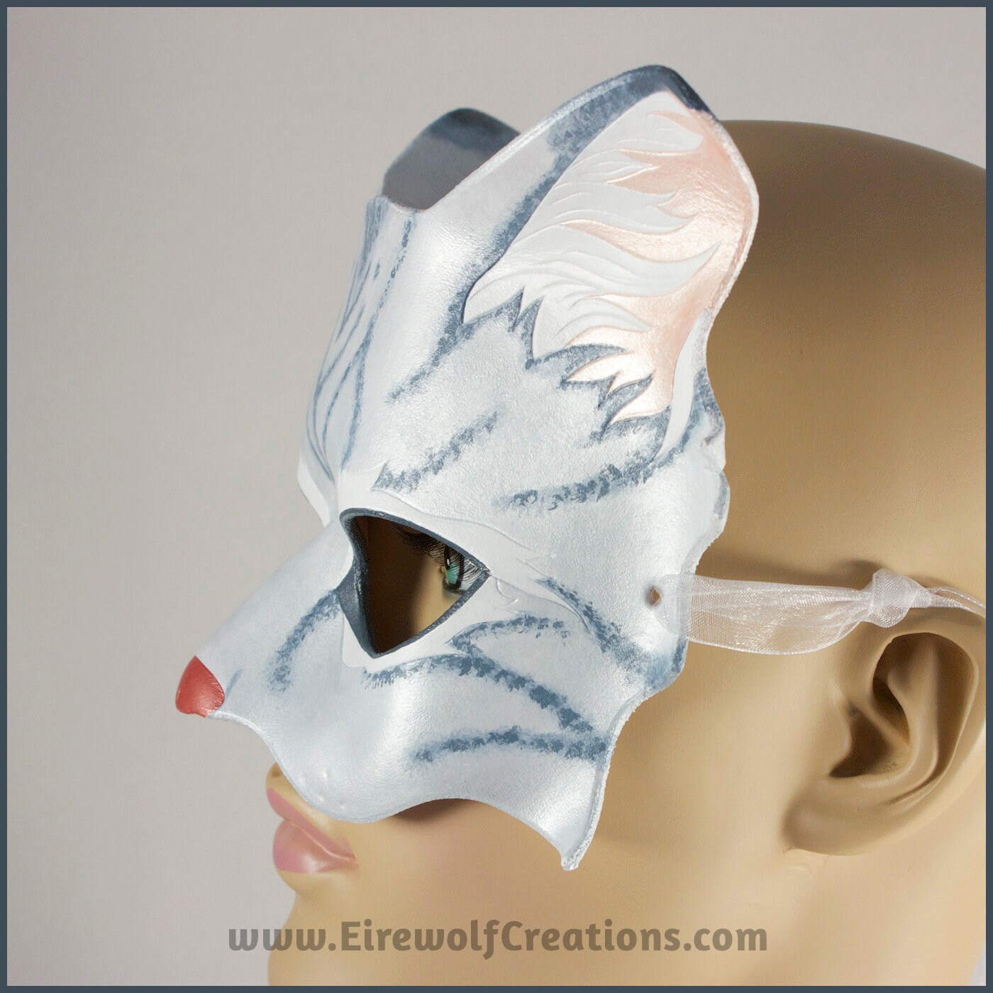 Tabby Cat Masquerade Mask Handmade Leather Gray Kitty Costume Etsy Israel