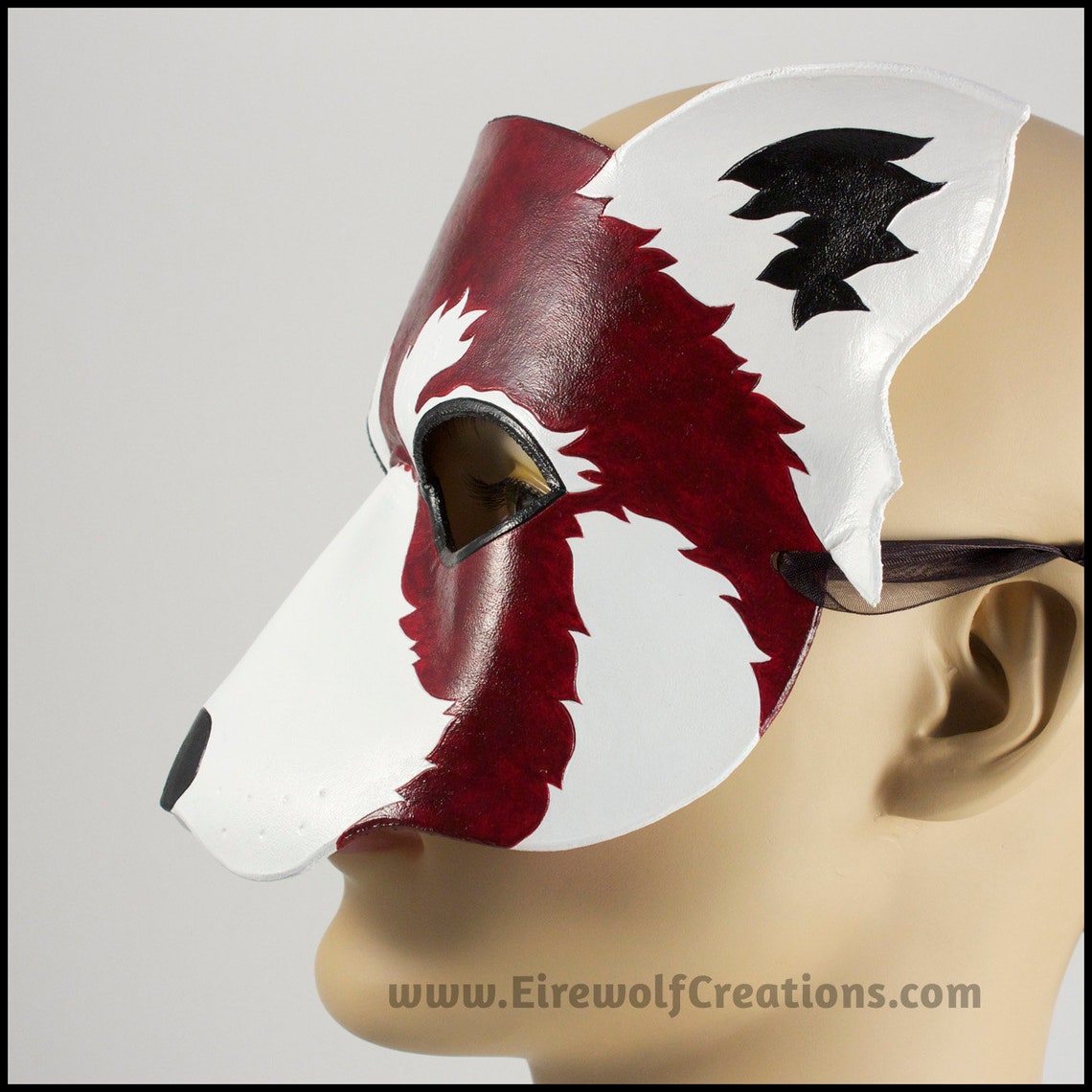 Red Panda Handmade Leather Mask Firefox Halloween Costume Masquerade ...