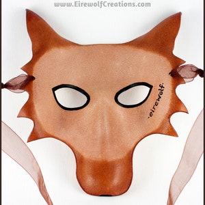 Autumn Wolf handmade leather mask brown dog masquerade larp furry Halloween costume image 10
