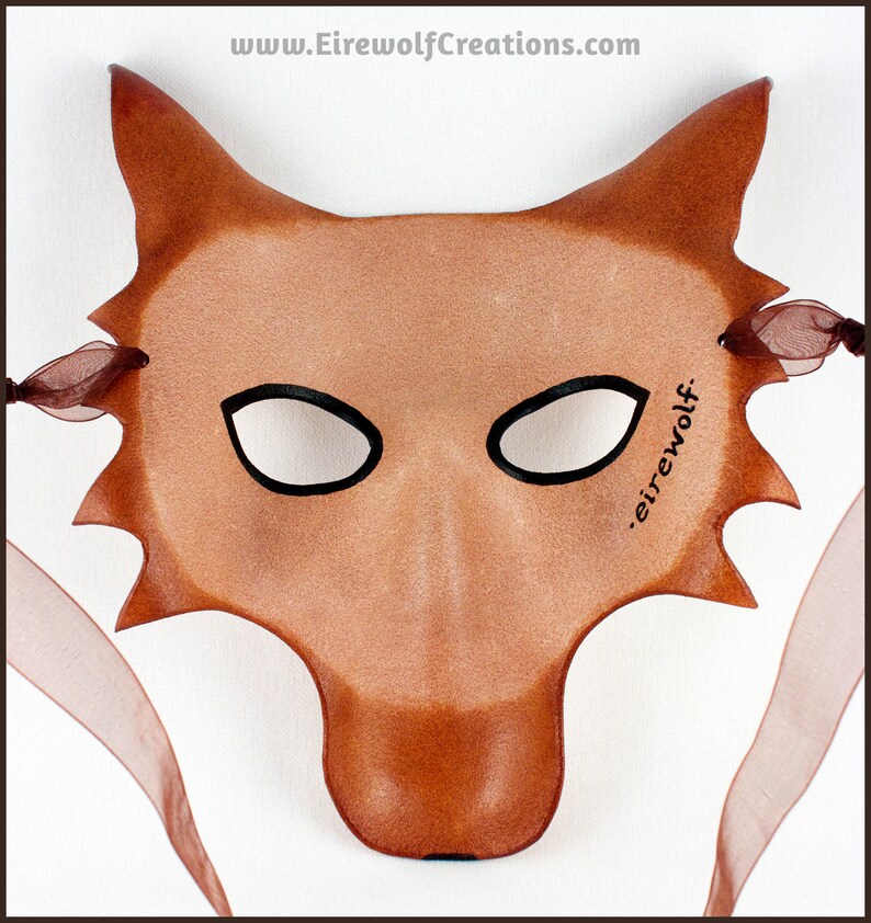 Autumn Wolf handmade leather mask brown dog masquerade larp furry Halloween costume image 10