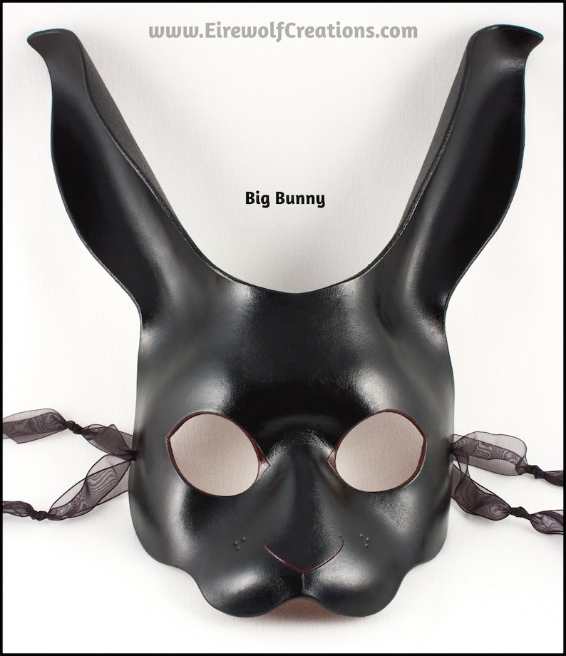 Black Rabbit Leather Mask Handmade Bunny Costume Masquerade Etsy