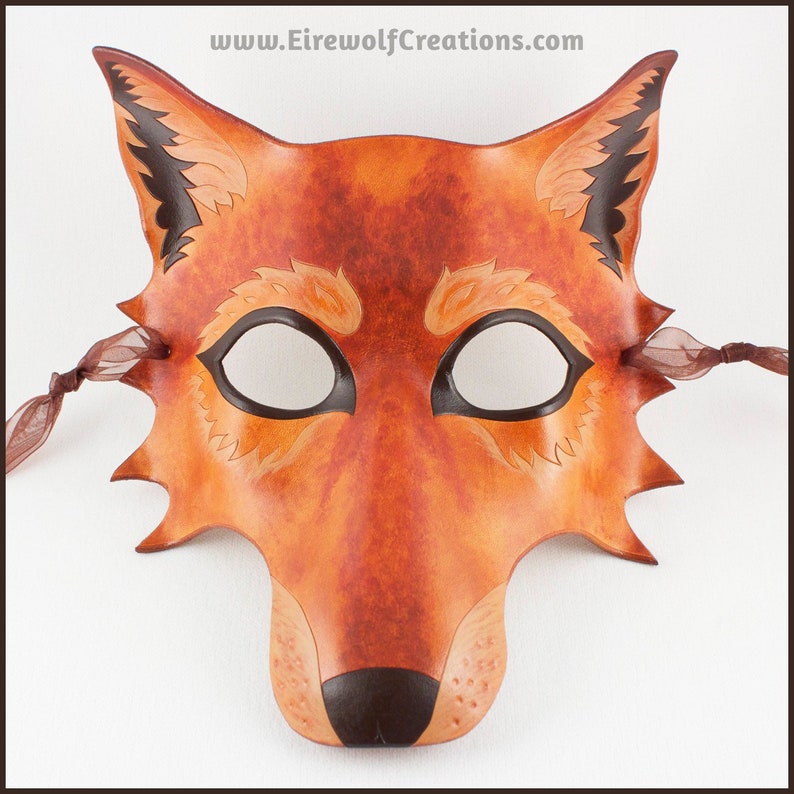 Autumn Wolf handmade leather mask brown dog masquerade larp furry Halloween costume image 1