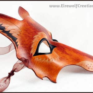 Autumn Wolf handmade leather mask brown dog masquerade larp furry Halloween costume image 8