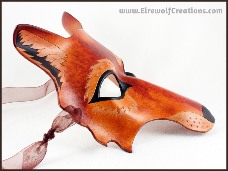 Autumn Wolf handmade leather mask brown dog masquerade larp furry Halloween costume image 8