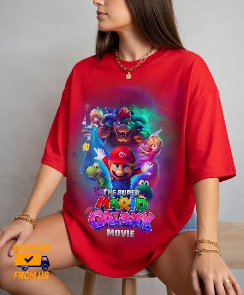 Super Mario Galaxy Movie T-Shirt, Nintendo Space Adventure Gamer Unisex Tee, Comfort Color Mario Space Shirt, Mario Fan Apparel