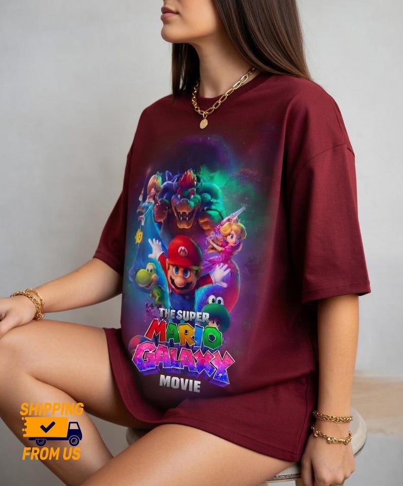 Super Mario Galaxy Movie T-Shirt, Nintendo Space Adventure Gamer Unisex Tee, Comfort Color Mario Space Shirt, Mario Fan Apparel