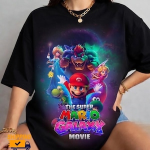 Super Mario Galaxy Movie T-Shirt, Nintendo Space Adventure Gamer Unisex Tee, Comfort Color Mario Space Shirt, Mario Fan Apparel