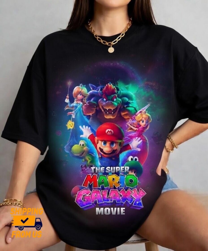 Super Mario Galaxy Movie T-Shirt, Nintendo Space Adventure Gamer Unisex Tee, Comfort Color Mario Space Shirt, Mario Fan Apparel