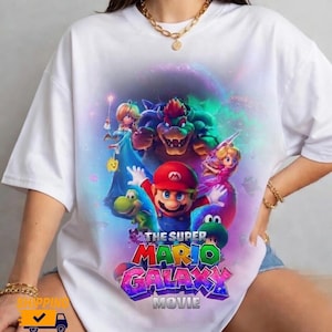 Super Mario Galaxy Movie T-Shirt, Nintendo Space Adventure Gamer Unisex Tee, Comfort Color Mario Space Shirt, Mario Fan Apparel