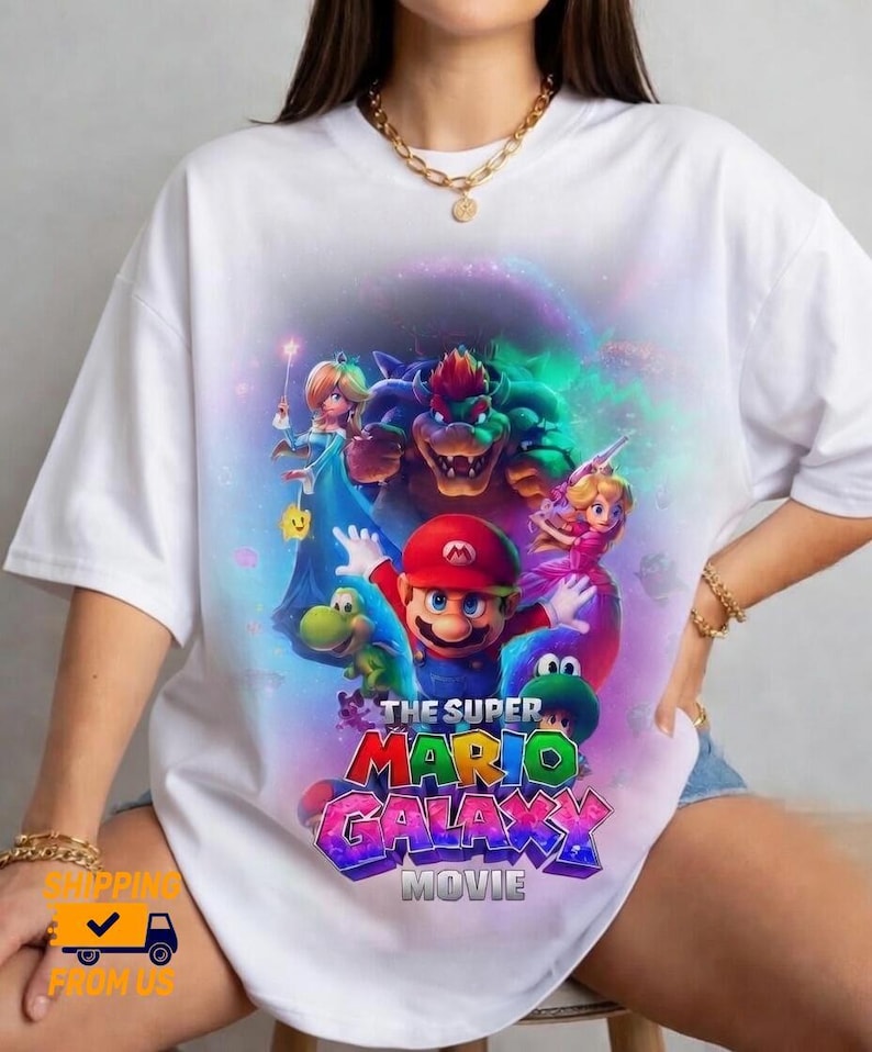 Super Mario Galaxy Movie T-Shirt, Nintendo Space Adventure Gamer Unisex Tee, Comfort Color Mario Space Shirt, Mario Fan Apparel