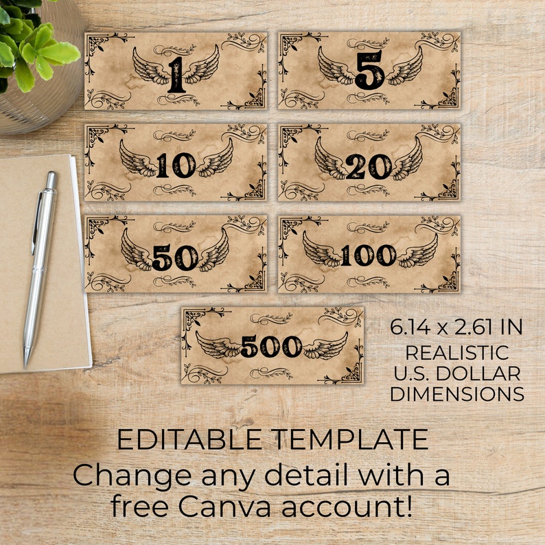 Dramatic Play Money, Parchment Texture, Printable Pretend Cash, Kid ...