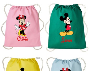 Drawstring Bag Mickey Minie Personalised Name School Club PE Custom Name Childrens Sports Shoe Kids Backpack Outdoor Gym Wellies Boots