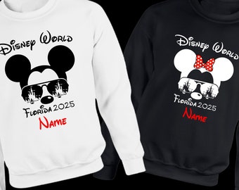 Personalized Family Disney World Florida Sweatshirt, Group Family Holiday Vacation, Mickey Minnie Custom Name Text Jumper, Unisex JumperTop