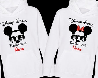 Personalizowana rodzinna bluza z kapturem Disney World Florida, grupowe rodzinne wakacje, spersonalizowana bluza z kapturem z napisem Myszka Miki i Minnie, bluza z kapturem Unisex HoodTop