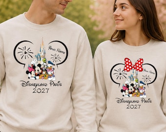 Personalized Family Disneyland 2027 Sweatshirt, Group Family Holiday Vacation, Disney Custom Name Text Jumper, Adult Unisex Kids Jumper Top