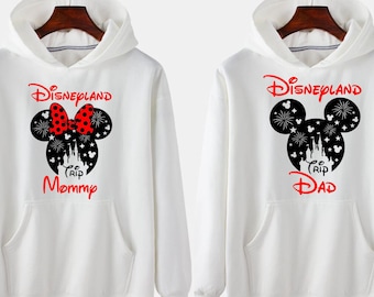 Personalised Family Disneyland Trip Hoodie, Group Family Holiday Vacation, Custom Name Text Mickey Minnie Hoodie, Adult Unisex Kids Hood Top