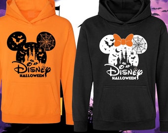 Disney Halloween Mickey Minnie Hoodie, Family Disneyland Halloween Trip Hoodie, Disney Halloween Spooky Season, Adult Unisex Kids Hood Top