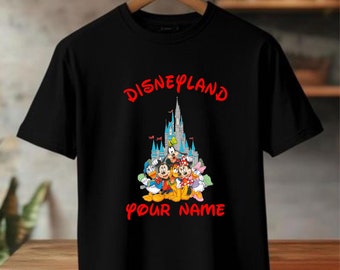 T-shirt familial personnalisé Disneyland : T-shirt unisexe avec nom personnalisé