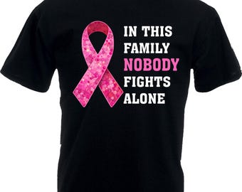 In This Family No One Fights Alone Shirt, Family Cancer Fight Shirt, Cancer Support Shirt, Breast Cancer Awareness Tee