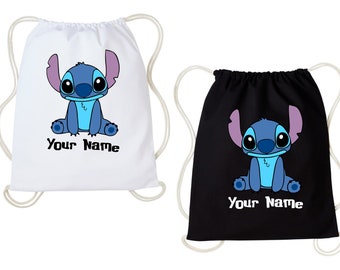 Personalized Disney Stitch Drawstring Bag, Ohana Custom School Club PE College Bag, Stitch Lovers Gift Bag