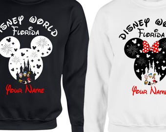 Personalised Disney World Florida Sweatshirt, Group Family Holiday Vacation, Mickey And Friends Custom Name Unisex Jumper Top