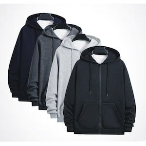 Men&#39;s and Women’s Classic Zipper Hoodie, Plain hoodie, Blank Zipper Hood, Fleece Casual wear Hoodie with pockets,Winter wear Unisex Hood Top