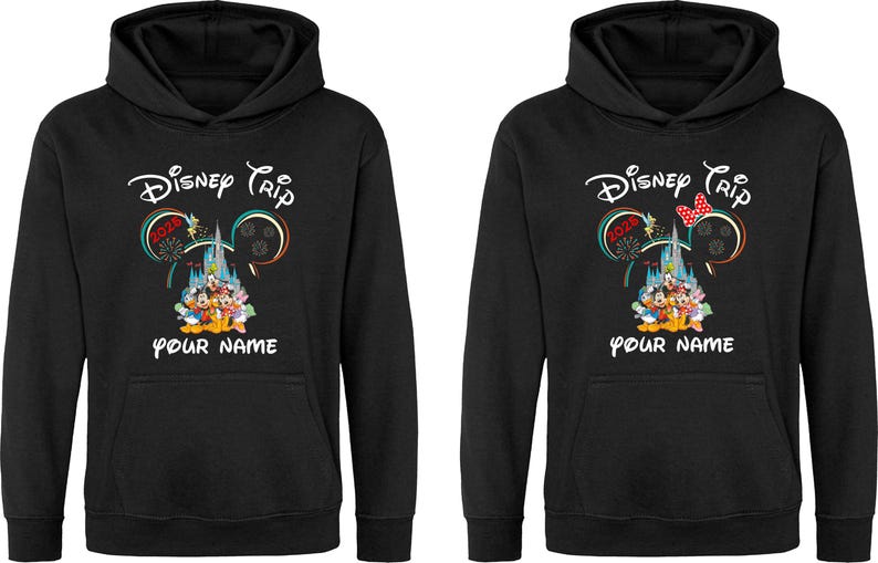 Personalized Family Disneyland 2025 Hoodie, Group Family Holiday Vacation, Disney Trip Custom Name Text Hoodie, Adult Unisex Kids Hood Top image 3