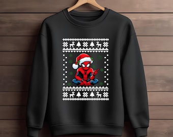Spider-Man Christmas Sweatshirt, Superhero Funny & Festive Jumper, Spread Holiday Cheer Top, Gift For Friends, Unisex Adult Kids Jumper Top
