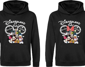 Personalised Family Disneyland Paris Hoodie, Group Family 2026 Vacation Trip, Disneyland 2026 Custom Name Hoodie, Adult Unisex Kids Hood Top