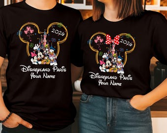 Personalised Disneyland Paris 2026 Family T-Shirt, Group Family Holiday Vacation, Mickey And Friends Custom Name shirt, Unisex Kids Tee Top