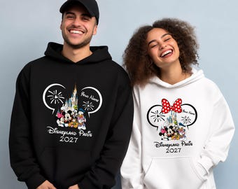 Personalised Family Disneyland Paris Hoodie 2027, Group Family Vacation Trip, Disneyland 2026 Custom Name Hoodie, Adult Unisex Kids Hood Top