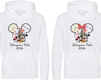 Personalised Family Disneyland Paris Hoodie, Group Family 2026 Vacation Trip, Disneyland 2026 Custom Name Hoodie, Adult Unisex Kids Hood Top