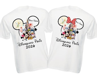 Personalised Disneyland Paris 2026 Family T-Shirt, Group Family Holiday Vacation, Mickey And Friends Custom Name shirt, Unisex Kids Tee Top
