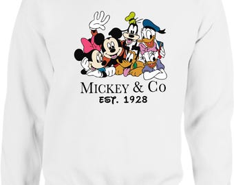 Retro Mickey Co 1928 Disneyland Sweatshirt, Mickey and Friends Vintage Disneyworld Jumper, Disneyland 2025 Jumper, Disney Family Jumper Top