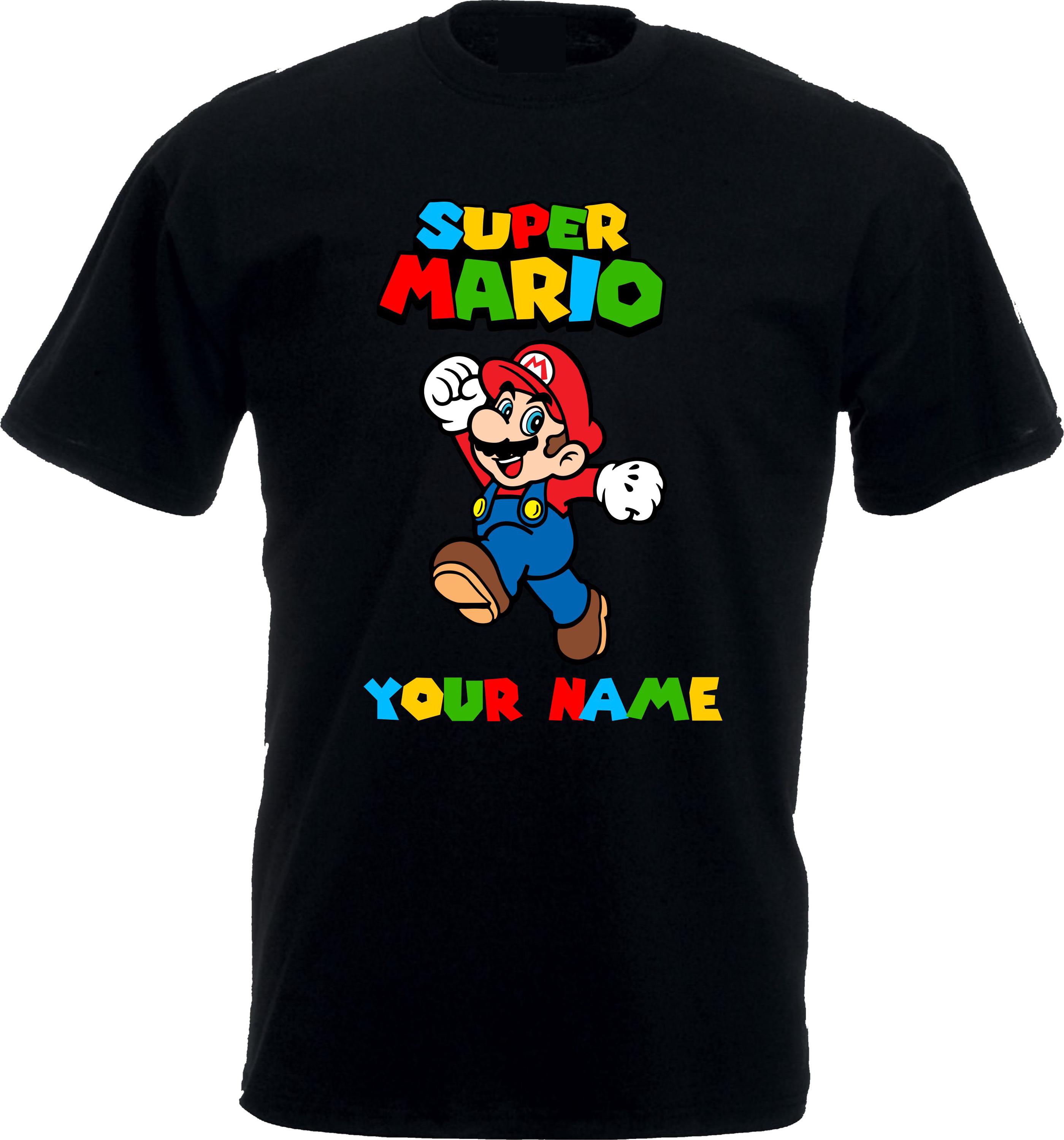 Personalized Super Mario T-shirt, Mario Custom Name Text T-shirt